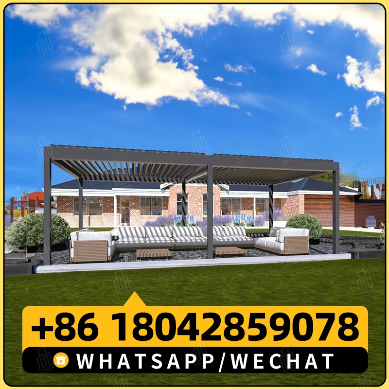 

Type-175 Manual electric Louvered Bioclimatic Pergola Full Aluminum Frame Adjustable Roof for Outdoor Deck Garden Patio