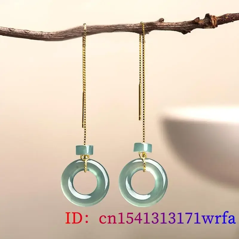 Pendientes de Donut de Jade Birmano para mujer, piedra Natural de talismanes, joyería azul de plata 925, accesorios de jadeíta de piedras preciosas, amuletos colgantes