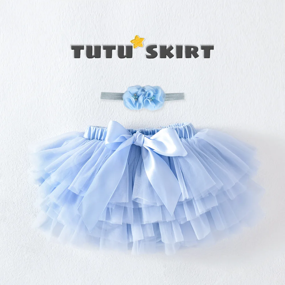 Gonna Tutu per bambina 2 pezzi Tulle Bow Bloomers pannolino copertura neonato abiti Mauv fascia fiore Set Baby Soft Mesh Bloomer