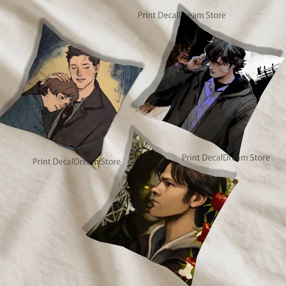 

Dean Sam Winchester Fanart Pillow Case For Sofa Decor Car Office Room Printing Cushion Cover Decorations and Protector