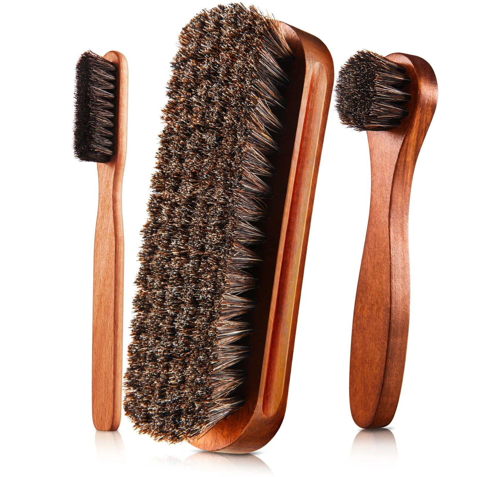 

Horsehair Gloss Shoe Brush Kit - Polishing Applicator Suede Cleaning Brush for Boot Care Car Interior Detail Cleaning