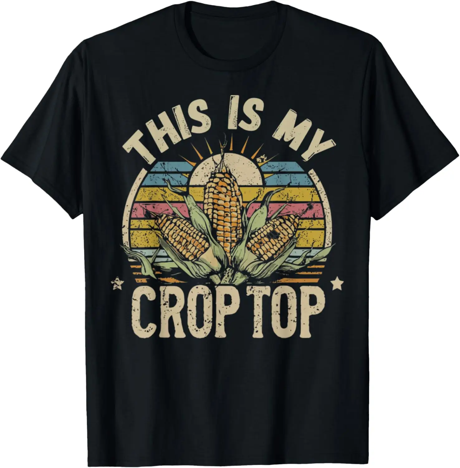 

This Is My Crop Top Funny Corn Farmer Graphic Tee Vintage Casual Cotton T-Shirt
