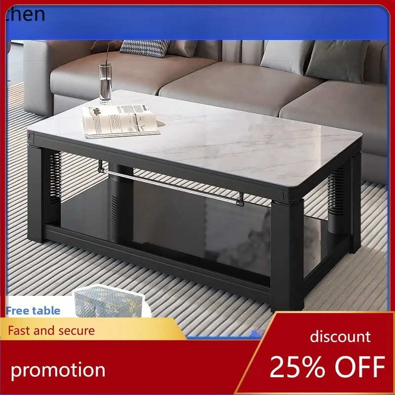 CZ Height Adjustable Heating Coffee Table Heating Table for Home Living Room Rectangular Rock Board Electric Heater