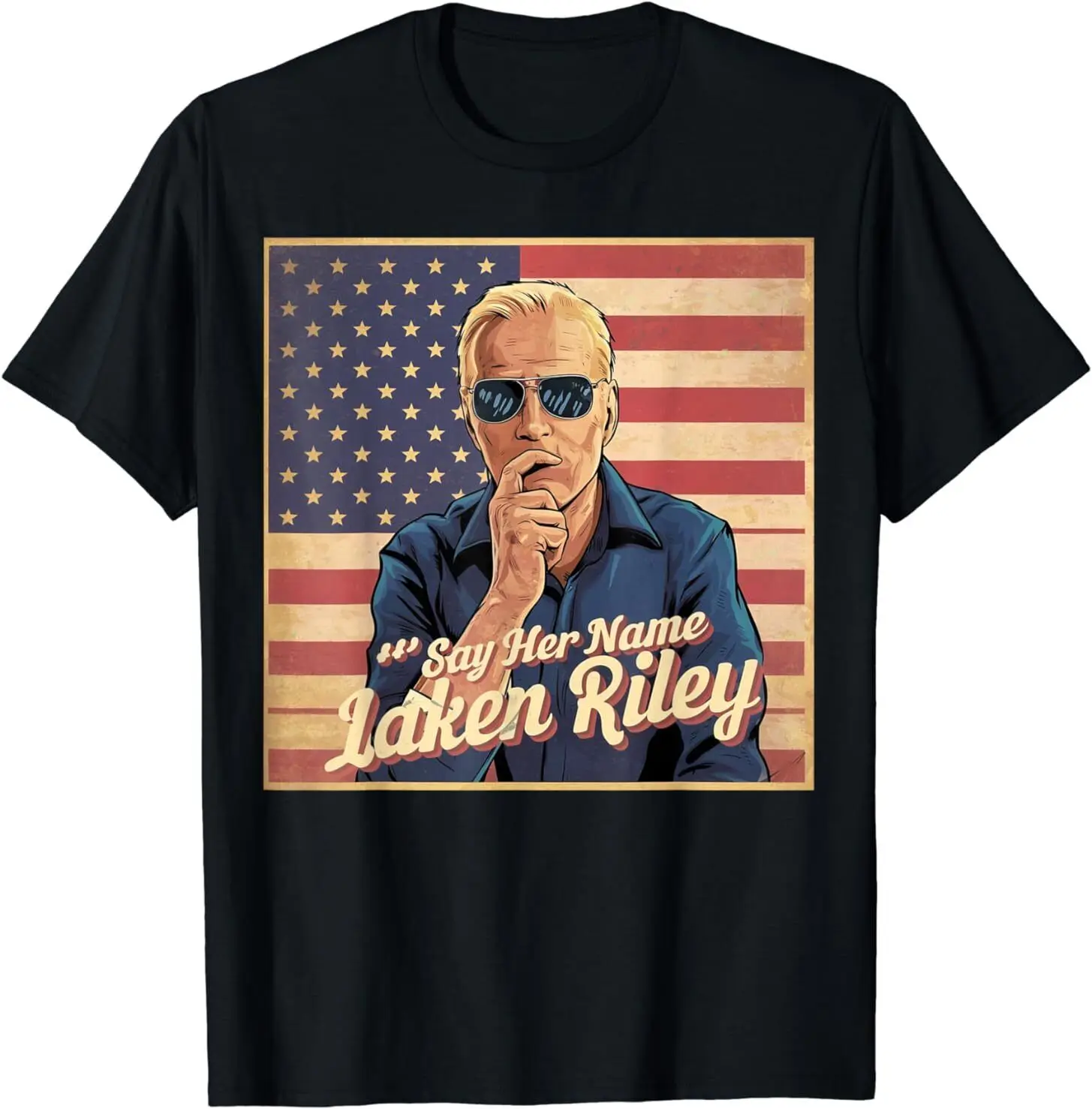 Say Her Name Laken Riley Funny Joe Biden Us Flag T-Shirt