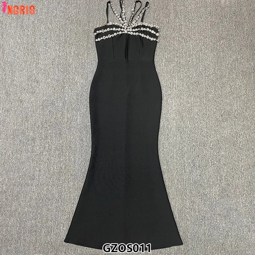 Femme tenues découpé sans manches pour les femmes élégant strass chaîne noir robes Sexy femmes boîte de nuit robes de pansement-GZOS011