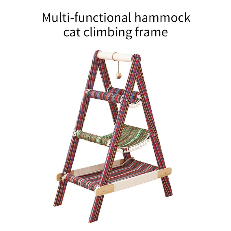 Multi layer hammock cat climbing frame, jute blanket hammock, multi-layer cat bed, cat scratch ball, cat scratch column