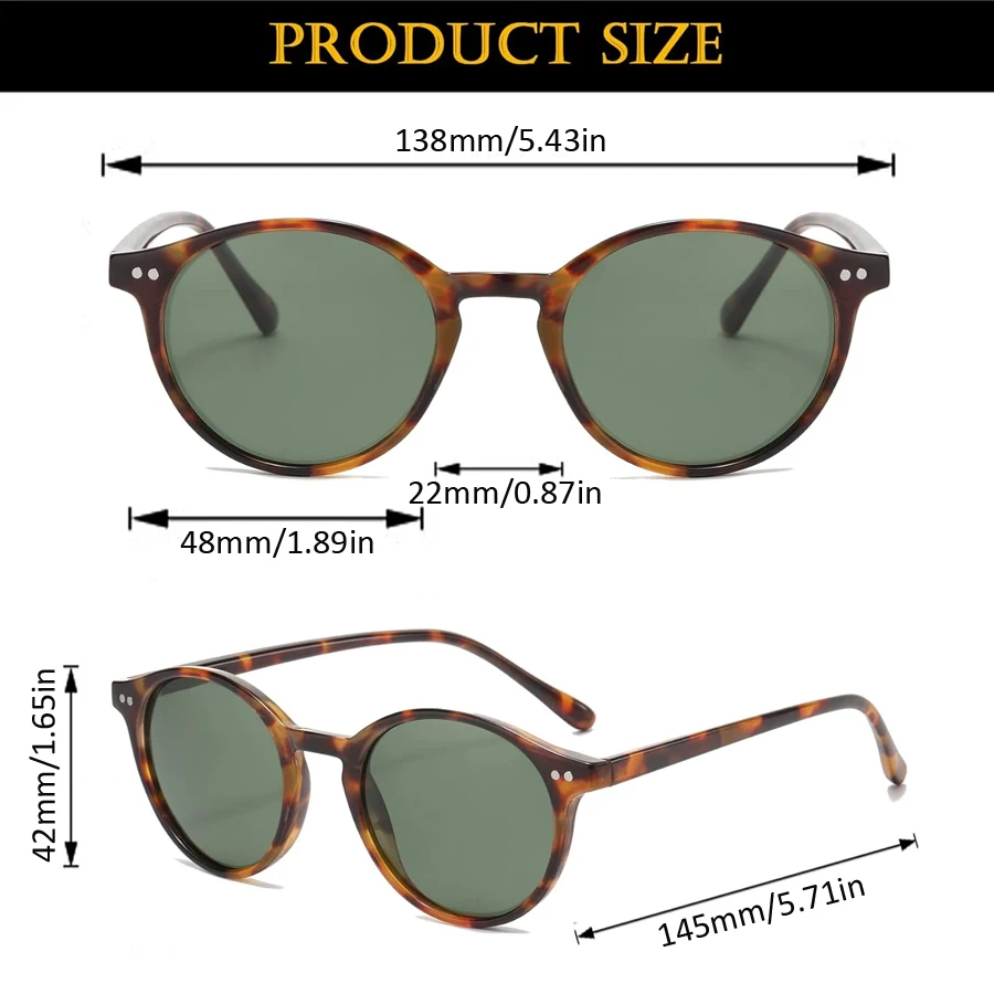 Stylish Polarized Round Sunglasses Women Men Retro Classic Sun Glasses