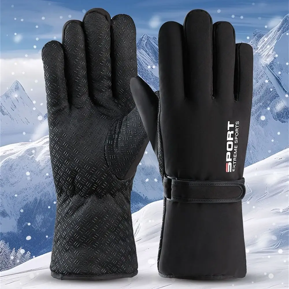 Guantes de esquí de invierno para mantener el calor, impermeables, a prueba de viento, gruesos, con dedos completos, antideslizantes, multifunción, para exteriores