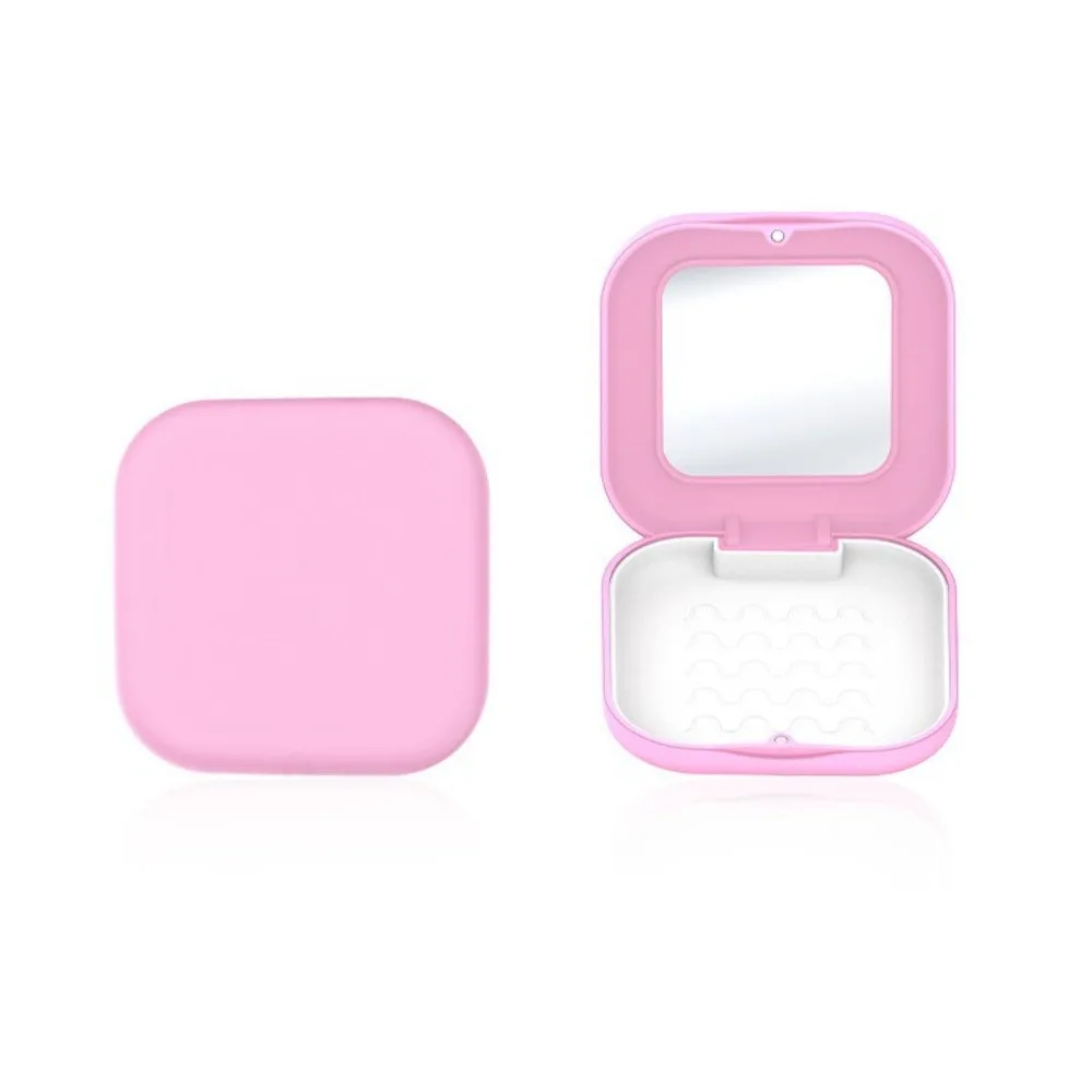 Portable Square Invisible Retainer Box Mini with Mirror Braces Box Portable Magnetic Retainer Storage Box Oral Hygiene