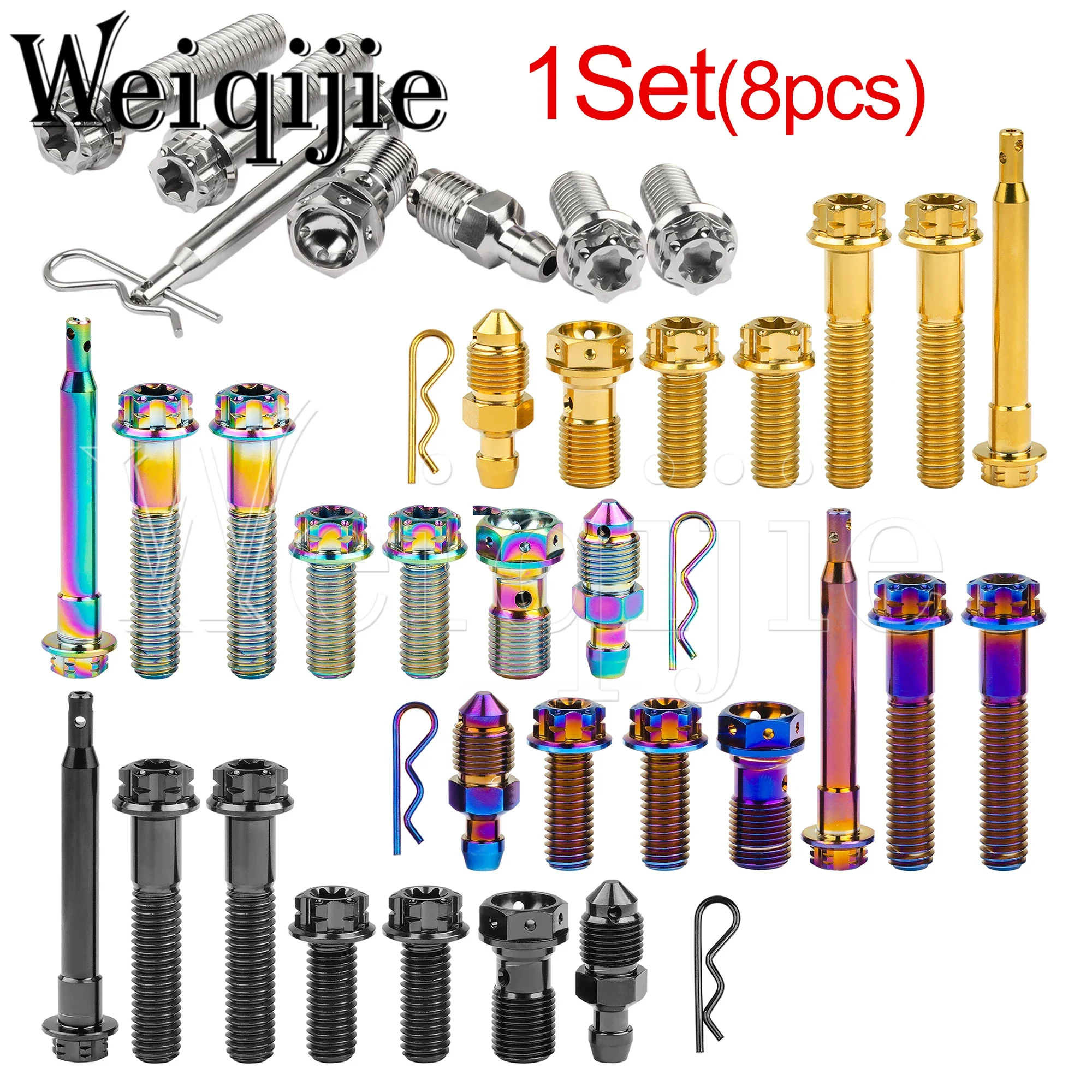 Weiqijie Titanium Bolt Caliper Pin M8 Torx Head Screw for Motorcycle Brake Caliper Set