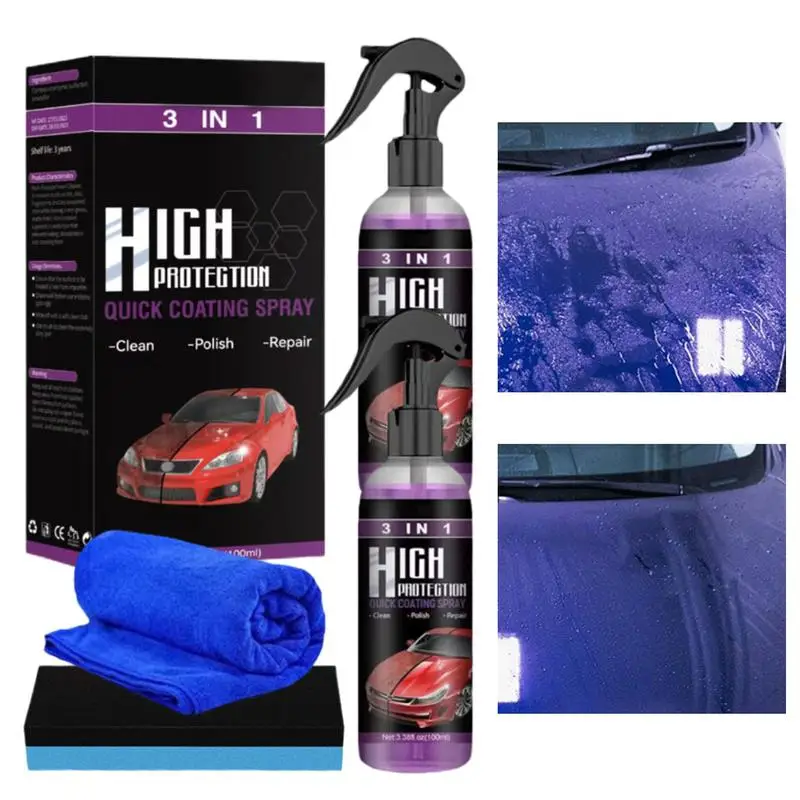 

Fast Car Ceramic Coating Spray 3 In 1 Coating Spray Refurbisher Polish Waterless Wash & Wax Hydrophobic Top Coat Polish Polymer