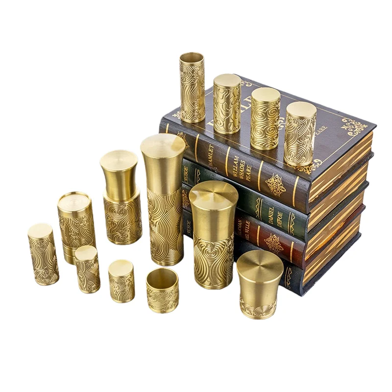 Brass Carved Gloves Pure Copper Foot Covers Chinese Accessories Carved Bed Column Covers Carved Copper Covers Retro Bedroom