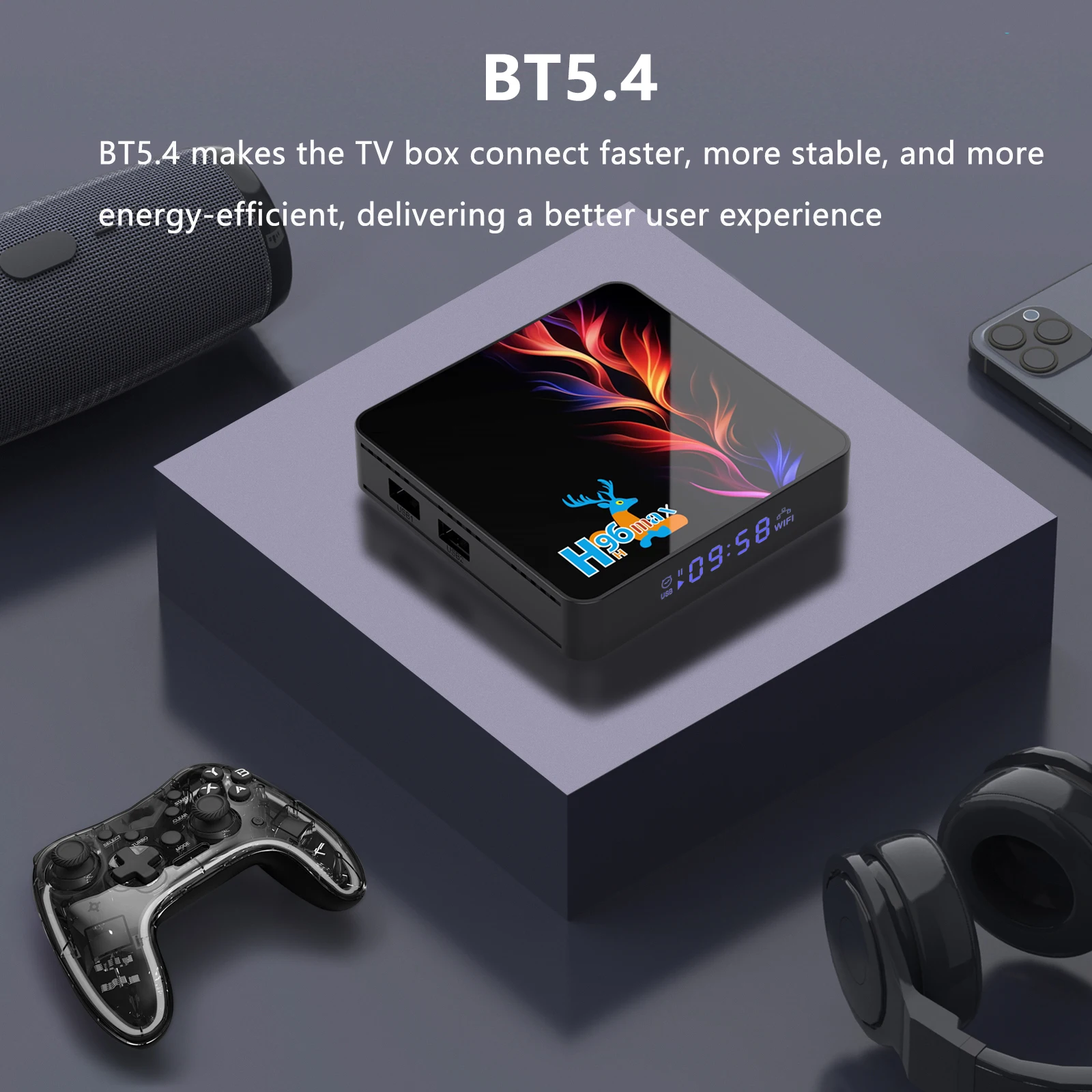 H96 MAX H618 Hope Android 14 TV Box 4GB 32GB/128GB Storage 8K UHD WiFi6 BT5.4 Set Top Box مع مشغل الوسائط عن بعد الصوتي