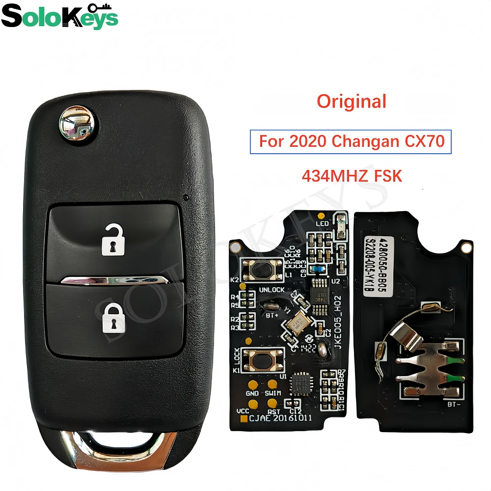 SOLOKEYS For Changan 2020 CX70 0riginal Folding Remote Control Key 434MHZ FSK  2 Buttons With LOGO