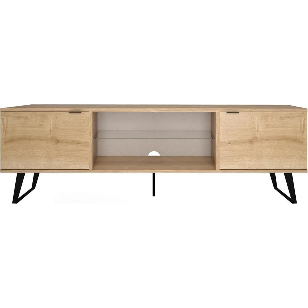 حامل تلفزيون حديث لمنتصف القرن مقاس 75 بوصة، مركز ترفيه المزرعة مع مساحة تخزين | خزانة تلفزيون لأجهزة التلفاز مقاس 75 بوصة #6