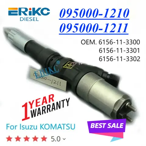 095000-1211 Common Rail Injector 095000-1210 Diesel Sprayer 6156-11-3300 for 1212 Komatsu PC400-7 Excavator