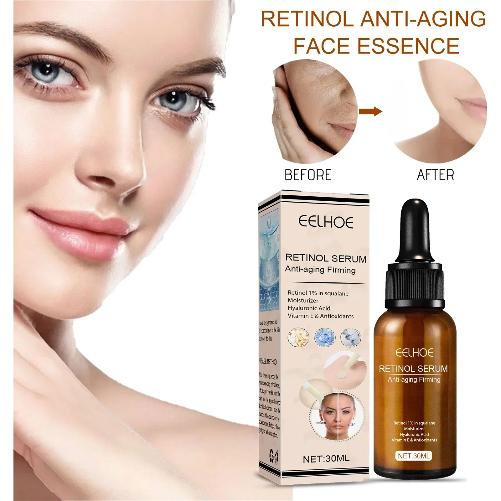 

EELHOE Retinol Face Essence Gently Moisturizes, Replenishes Moisture, Closes Pores and Equalizes Face Essence Fade Fine Lines