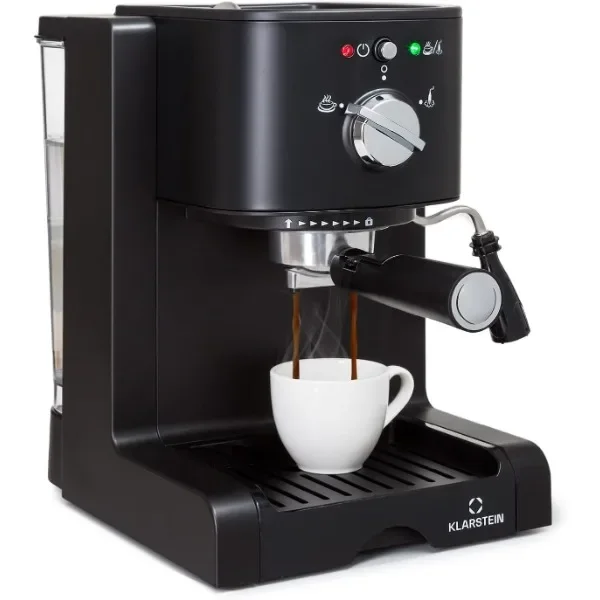 

KLARSTEIN Passionata Rossa Espresso and Cappuccino Machine, 15 Bars of Pressure, Steam Frother for Frothing Milk