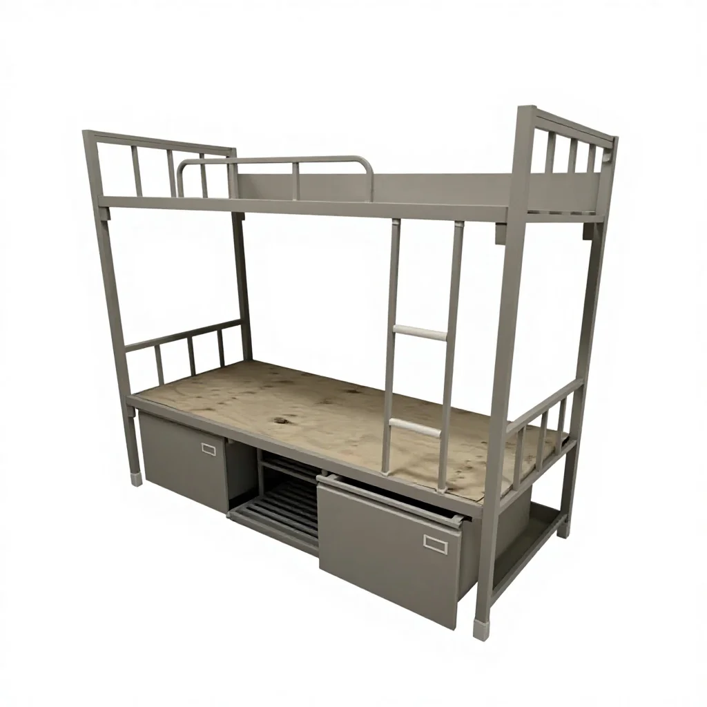 dl-Dormitory & Apartment Metal Frame Double Bunk Bed School Dormitory Furniture Adult Loft Bed#