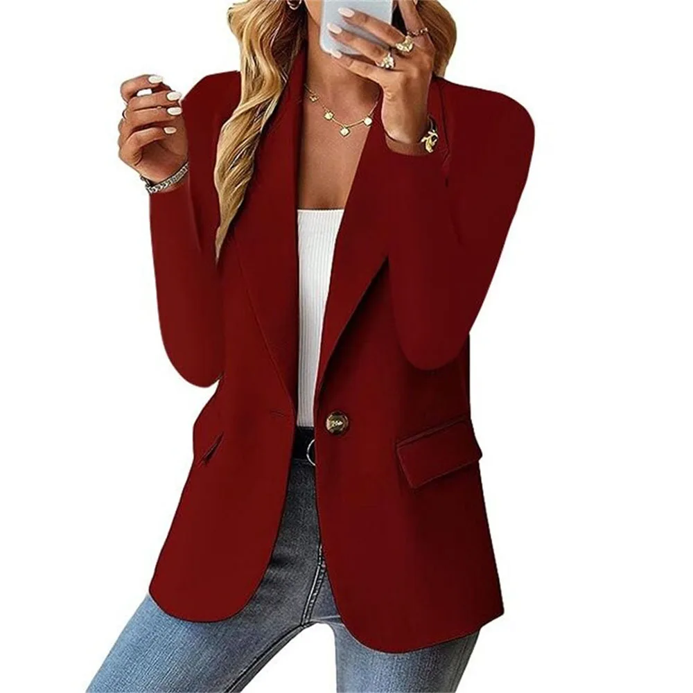 Office Lady Casual Long Sleeve Blazer Women 2024 Spring Autumn Single Button Blazers Elegant Jackets Coats New In Outwears