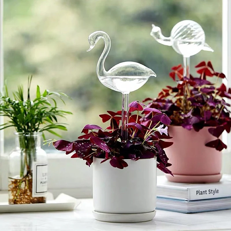 1pcs New Automatic Flower Watering Device Plant Waterer Self Watering Globes Animal Shape Hand Blown Clear Glass Aqua Bulbs