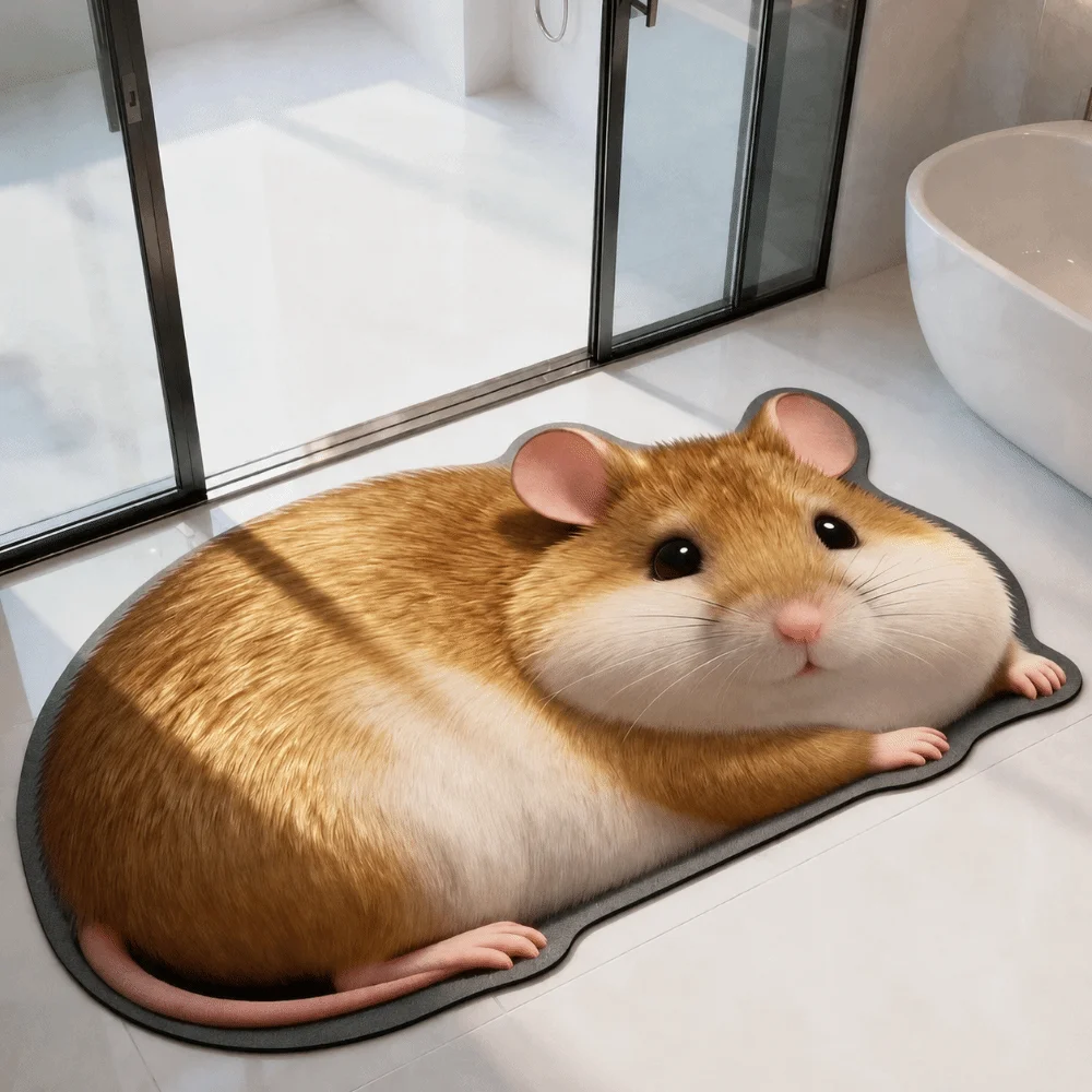 Cute 2D Hamster-Shaped Area Rug Non-Slip Anti-fouling Home Decor Carpet Easy To Clean Cartoon Carpet Bedrooms
