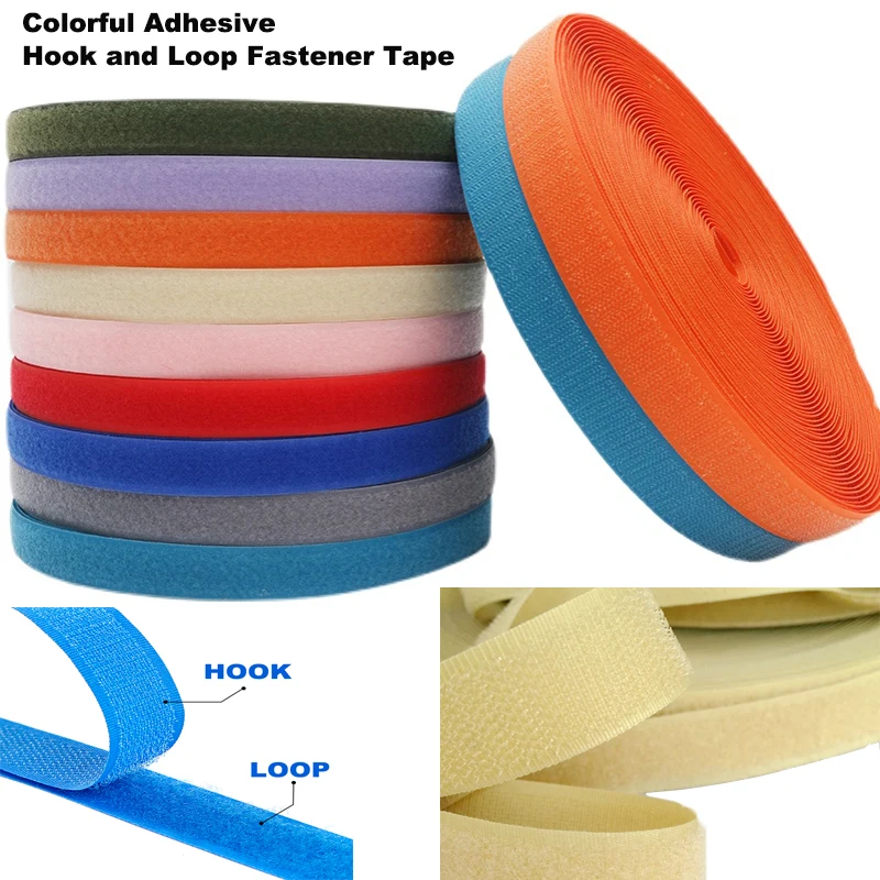 1M/Pair 20mm Colorful Fastener Tape Hook and Loop Hook Adhesive Strips The Hooks Tape Stickers Magic Tape DIY Sew Accessories