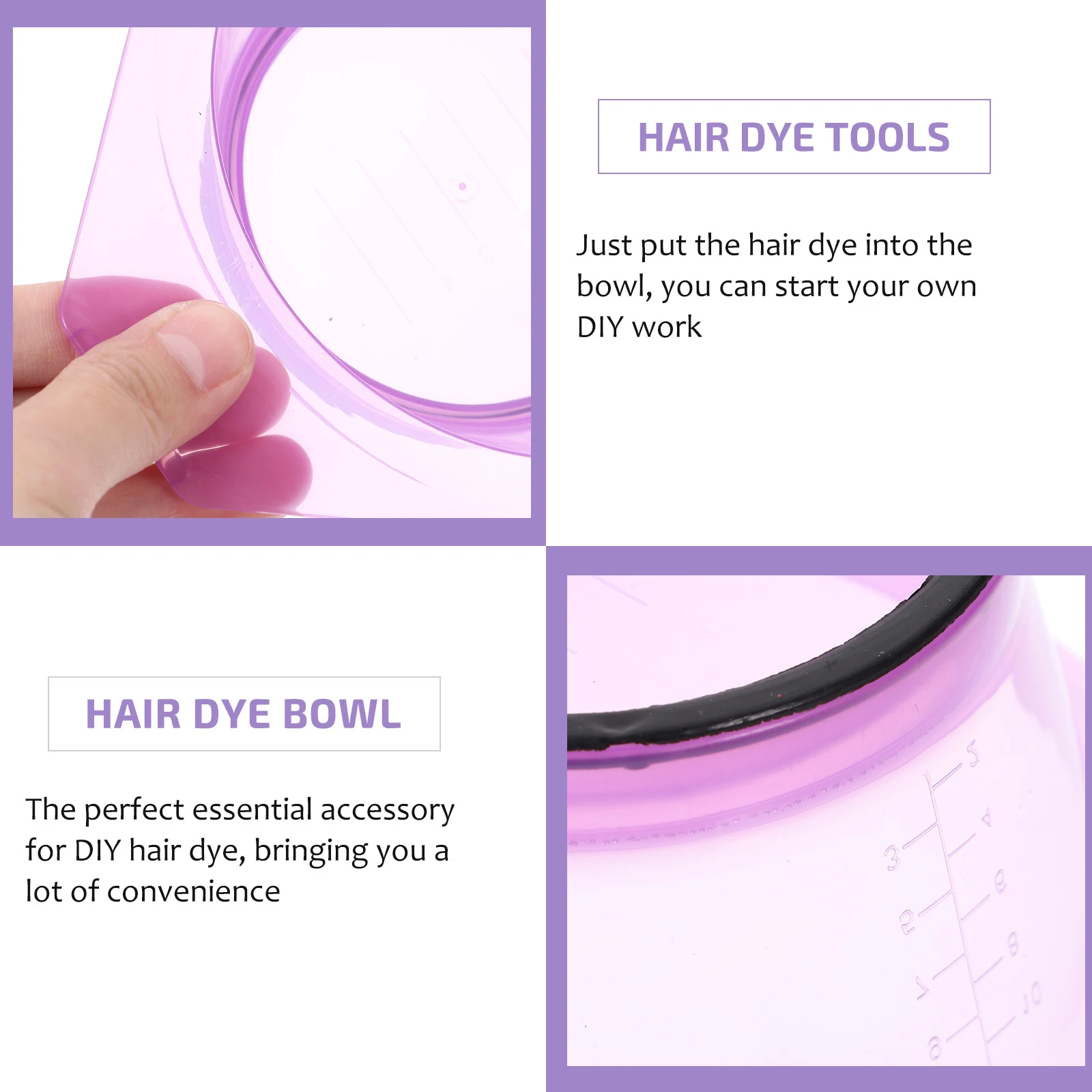 

2Pcs Hair Dye Mixing Bowl Transparent Plastic Reusable Hairdressing Tool for DIY Home Salon Hair Coloring Accessories