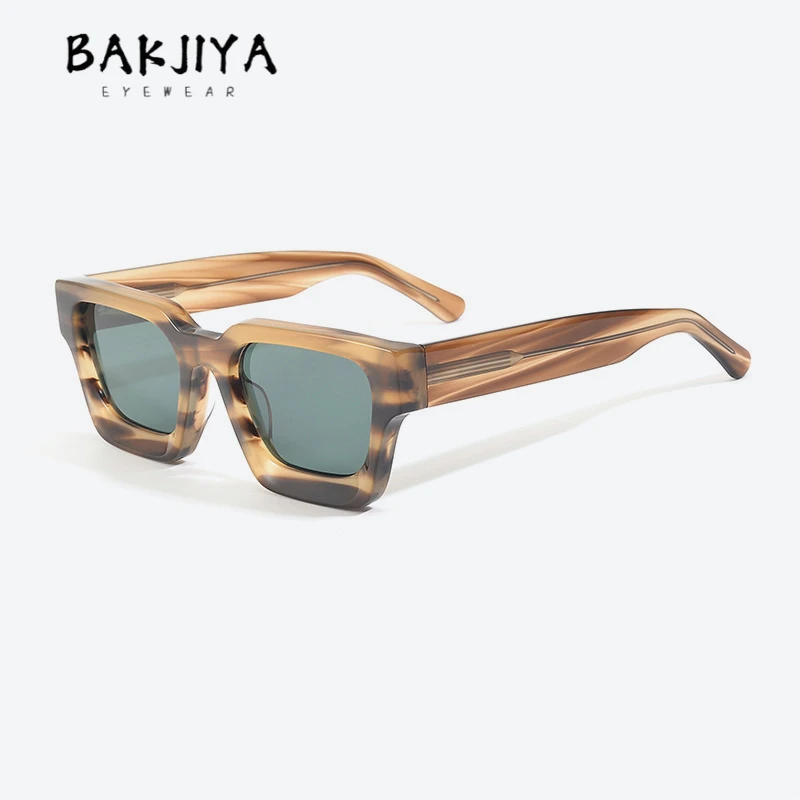 

BAKJIYA New Acetate Sunglasses Square Thick Frame Retro Senior Ins Style Europe and America Hip-hop UV400 Outdoor Fishing Unisex