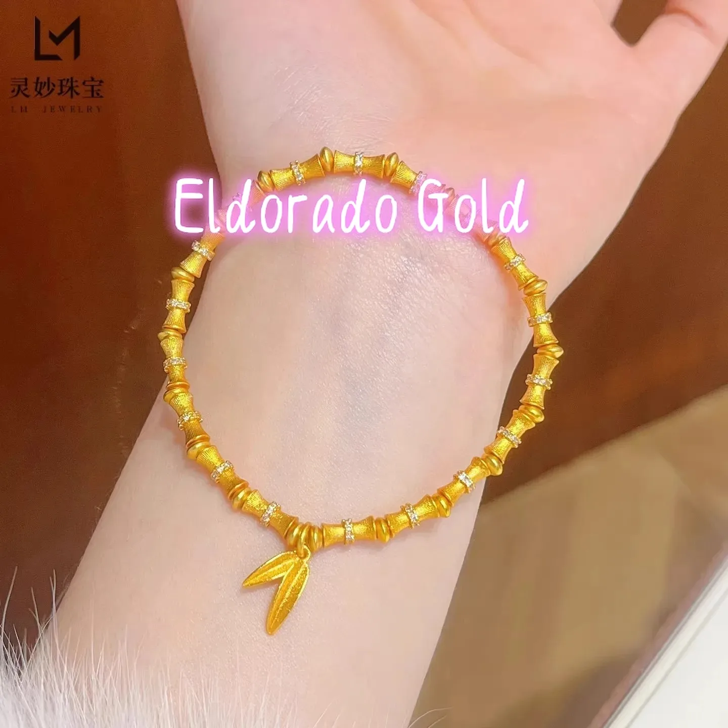 

Eldorado Gold Eldorado Eldorado Diamond-Studded Bamboo Joint Bracelet Women's 24K AU999 - Pure Gold Bamboo Joint Shine, Diamond