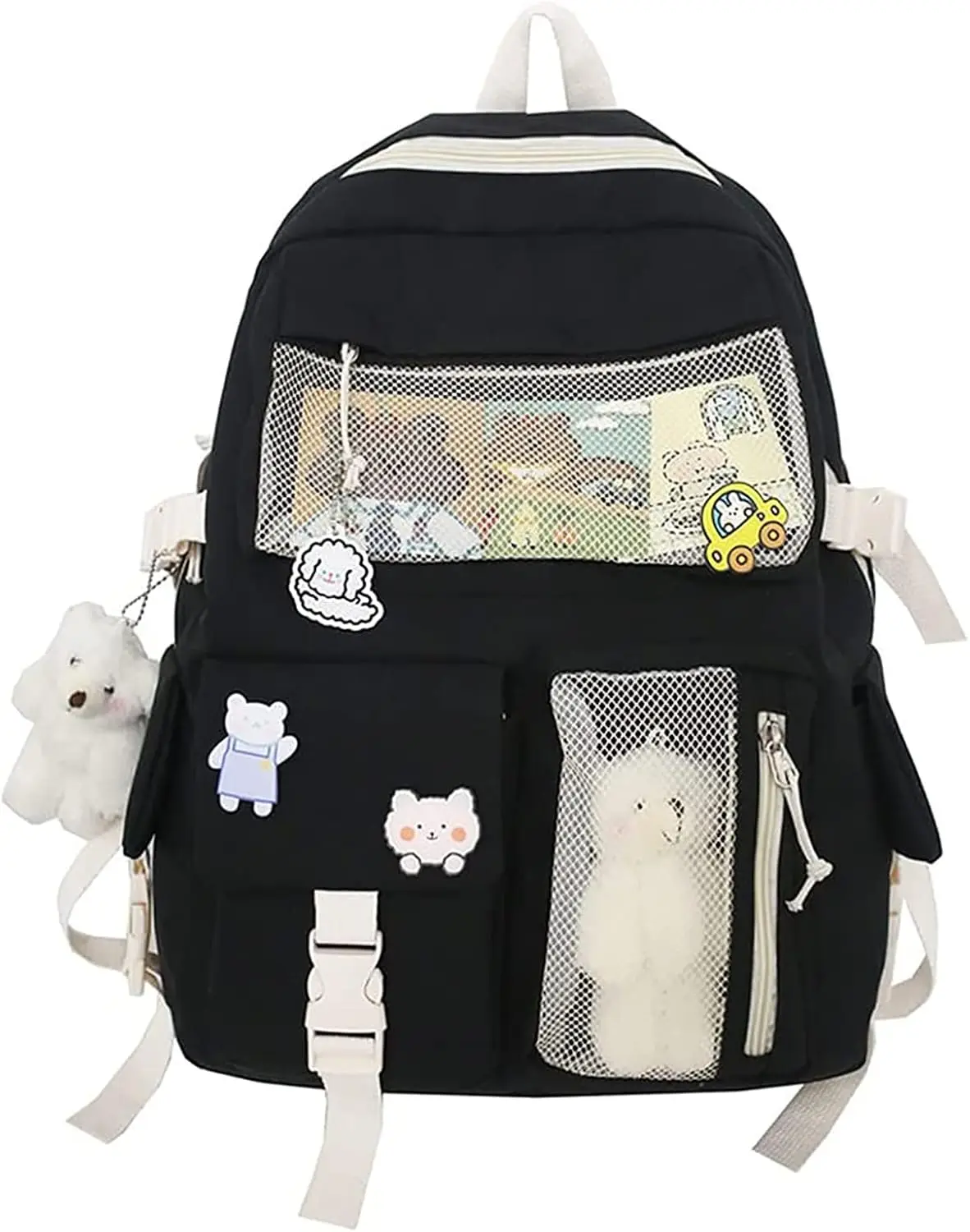 

Thanps Backpack with Cute Pin and Accessories for School Bag Girl Backpack (Blue)