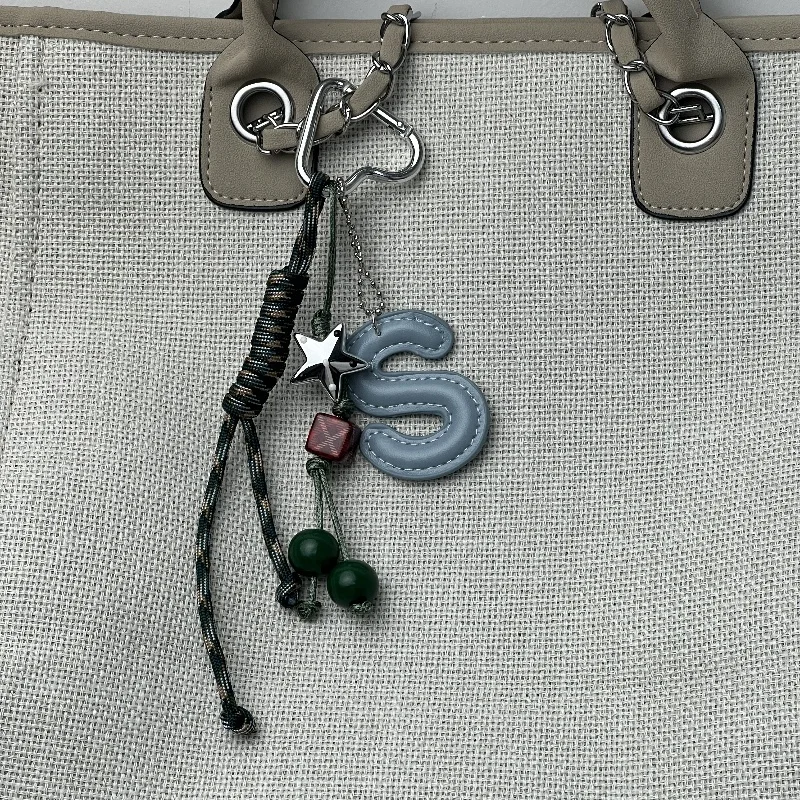 DIY handmade keychain Letter bag pendant Ins woven rope cherry jewelry