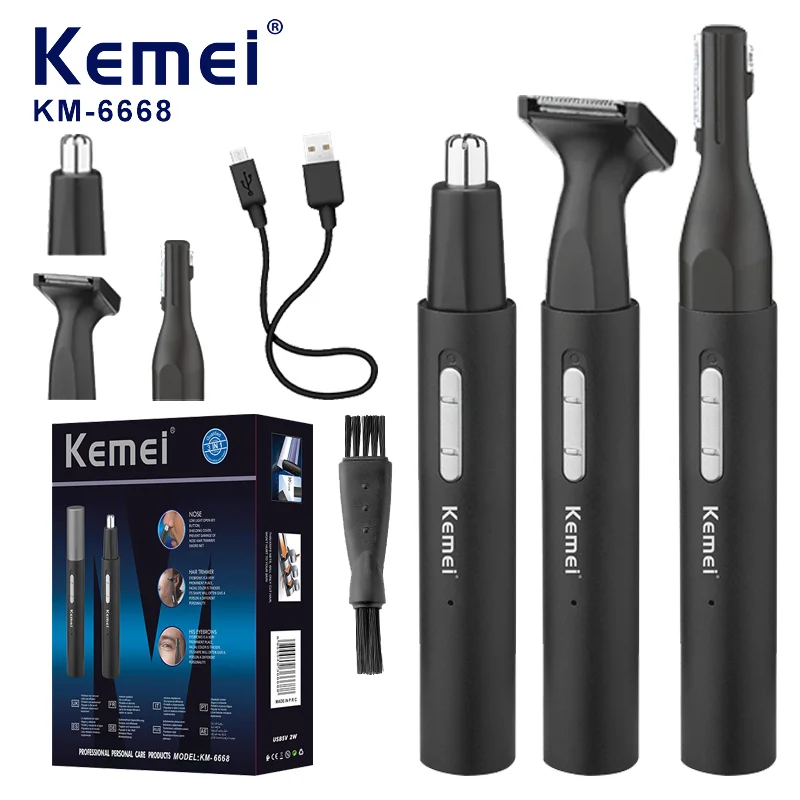 

Kemei 6668 All In One Pen Триммер для волос в носу для мужчин и женщин Электрический триммер для бороды Лицо Тело Брови Уши Декольте Линии бикини