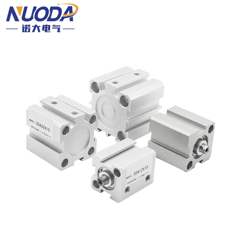 Pneumatic Cylinder SDA 12/16/20/25/32/40/50/63/80/100 Bore Series Double Acting 5-100mm Stroke Compact Thin Air Cylinders