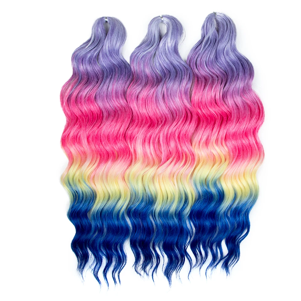VRIJHEID Synthetische krullende vlechthaarextensies 24 inch/60 cm lang diep golvend twist gehaakte vlechten haar ombre bruin regenbooghaar