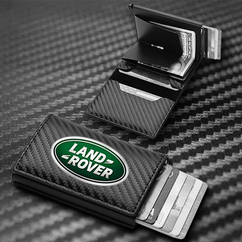 Carbon Fiber Leather Rfid Card Holder Pocket Men Wallets Money Bag For land rover defender freelander discovery evoque 2012 2014