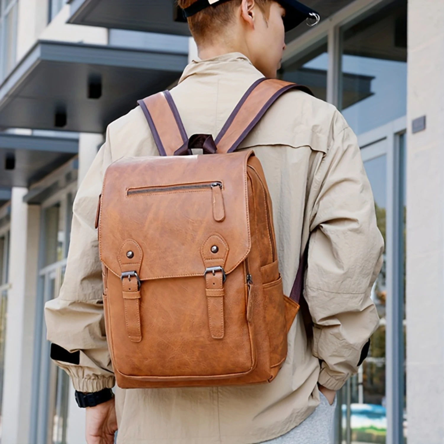 Tas Ransel Kasual Kulit PU Pria - Bergaya, Tahan Lama & Nyaman