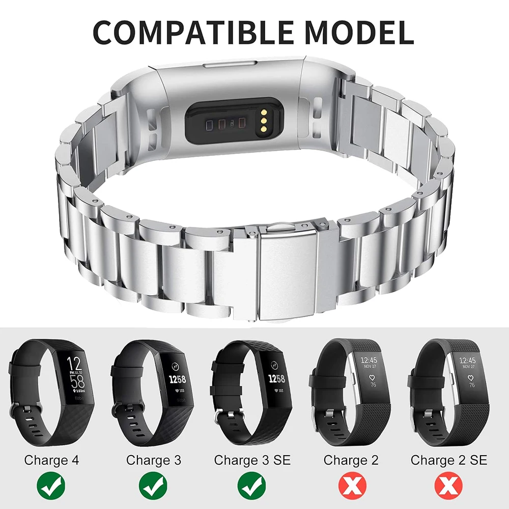 Cinturino per bracciale in acciaio inossidabile Essidi per Fitbit Charge 2 3 4 5 6 sostituzione del cinturino per cinturino in metallo Charge 3 SE