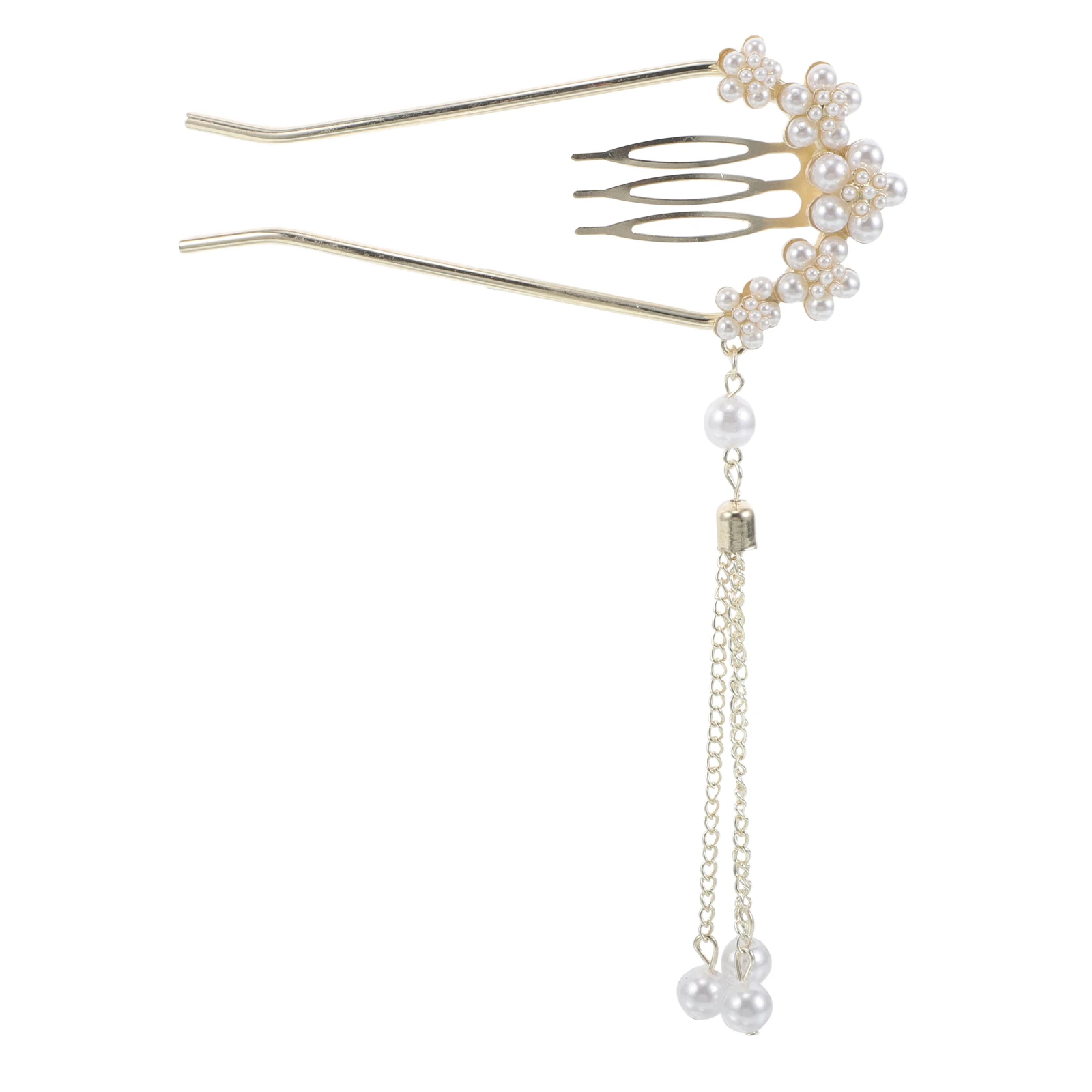 

Pearl Hairpin U Shape Comb Bridal Flower Alloy Accessories for Girls Elegant Lightweight Floral Pattern Firm Grip