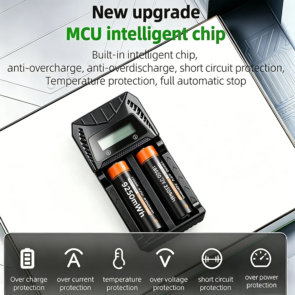PHOMAX 1-16pcs Battery LCD Fast Charger 3.7V 18650 9250mWh Lithium Rechargeable Batteries For Drone Power Tools Toys Flashlight