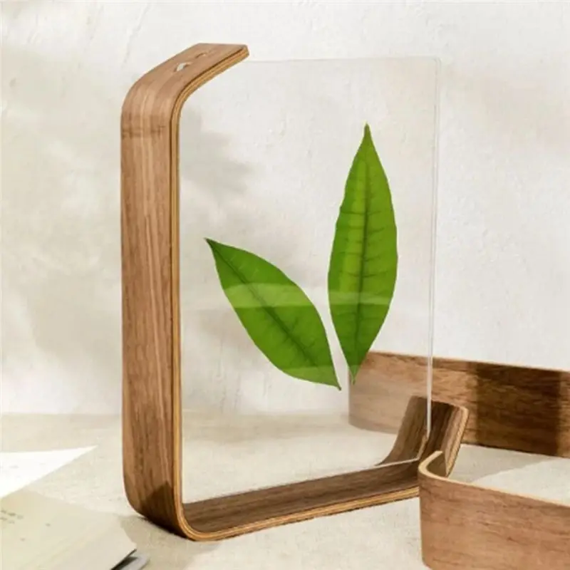 ABSJ-DIY Acrylic Wooden Photo Frame Herbarium Display Picture Frame With Sided Frame For Tabletop Display Home Decor
