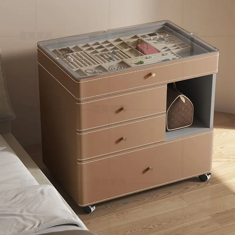 Small modern simple bedroom jewelry box chest integrated, mobile lifting small apartment makeup mirror - view 5