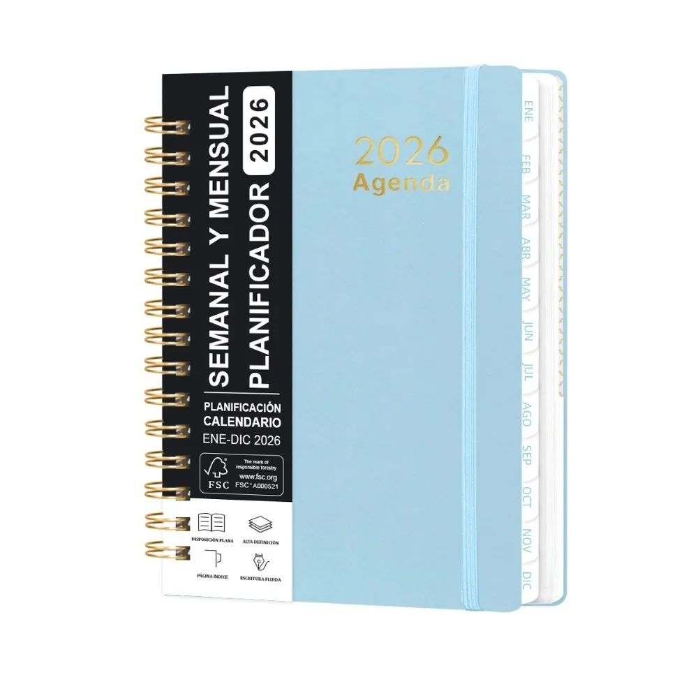 

2026 Spanish Planner a5 Notebook Essential Daily Organizer Self-Tracking Diary Book Multi Functional Coil Calendar