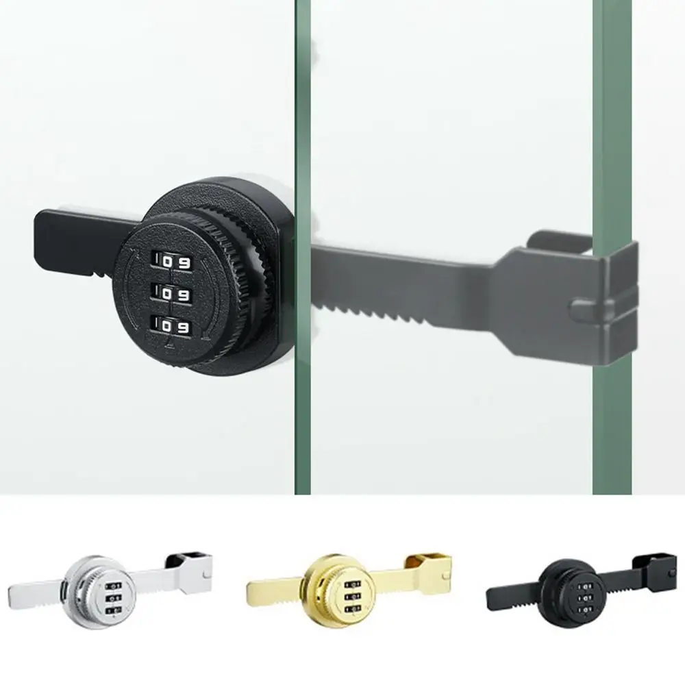 2PCS Zinc Alloy Glass Door Password Lock 3 Digital Code Furniture Display Case Lock Security No punching Combination Lock