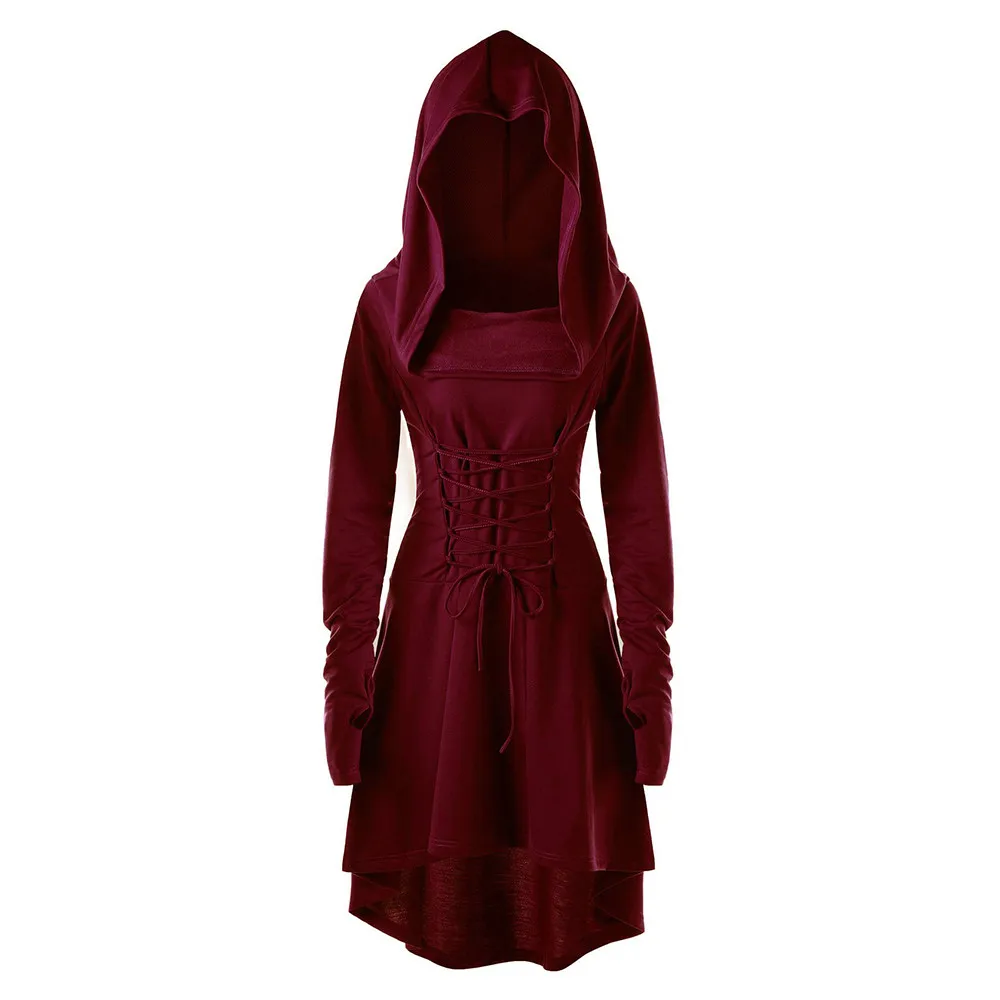 Hooded Dress Middle Ages Renaissance Halloween Hunter Archer Cosplay Costumes Vintage Medieval Carnival Party Vestidos 2024