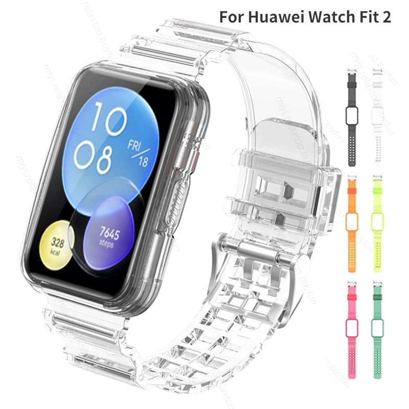 Clear Sport Band Protective Case for Huawei Watch Fit 2 Transparent Silicone Strap for Huwei Huawie Watch Fit