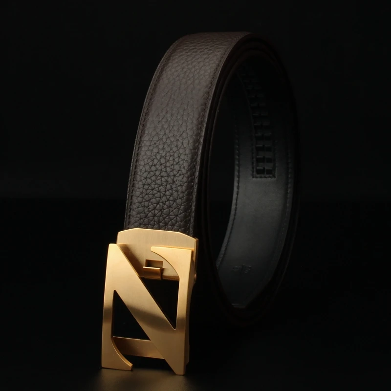 z-letter-automatic-buckle-leather-belt-stainless-steel-anti-allergy-pure-cowhide-casual-business-korean-style-men's-belt