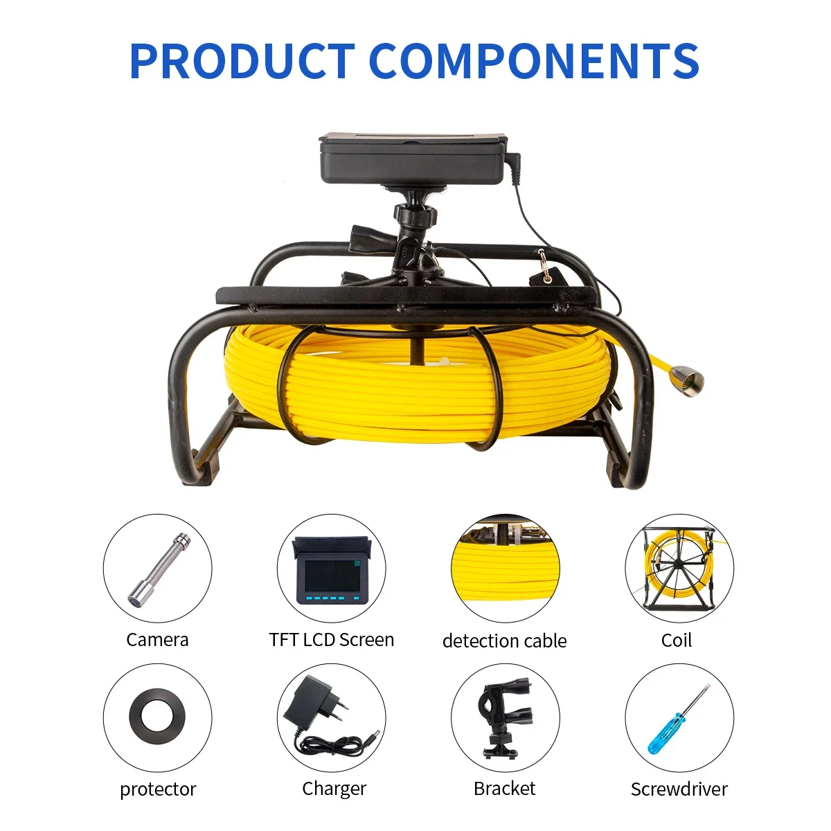 Pipe Inspection Camera 10/20/30/50M Sewer  Camera with DVR 16GB FT Card Drain Industrial Endoscope IP68 8500mAH Battery