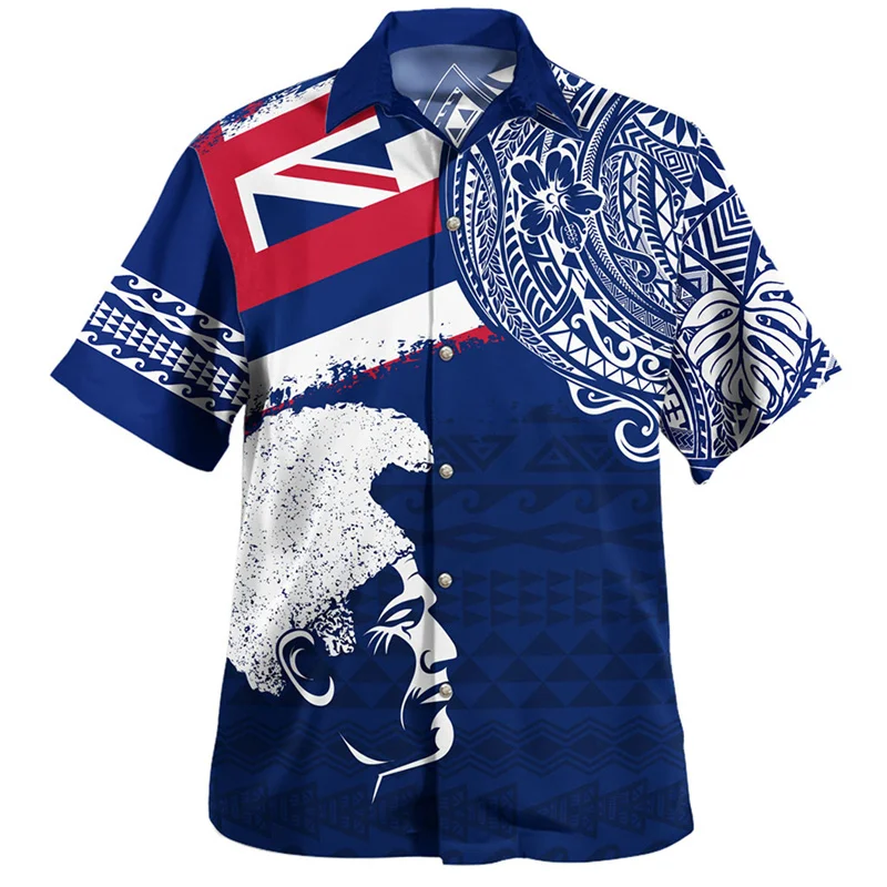 New Harajuku 3D Printing Amercian Polynesian Hawaii Flag Shirts Men Fashion Hawaii Coat Of Arm Graphic Short Shirts Clothes Tops