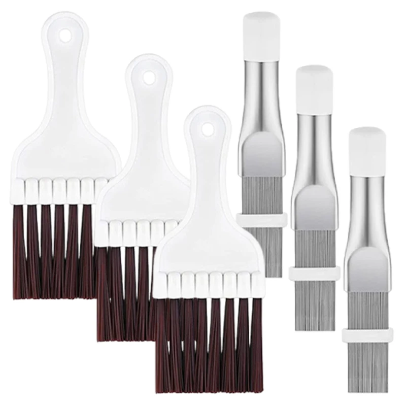 6pcs/set Air Conditioner Fin Cleaning Brush Condenser Gap Clean Brushes Radiator Dust Removal Tool Hand Cleaning Tools